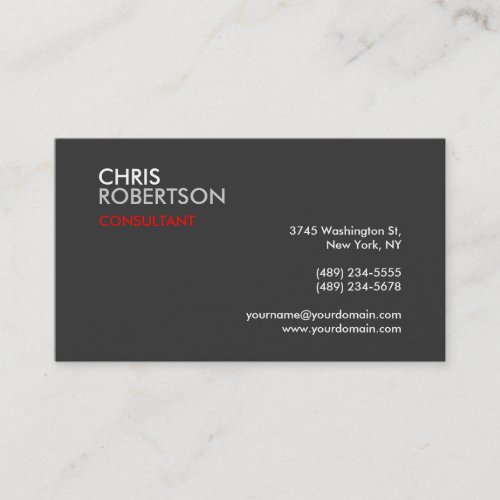 Chic Gray Red Attractive Business Card
