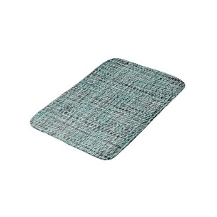 Chic Gray Seafoam Blue Green Boucle Woven Pattern Bath Mat
