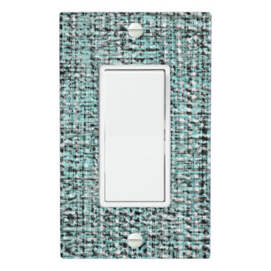 Chic Gray Seafoam Blue Green Boucle Woven Pattern Light Switch Cover