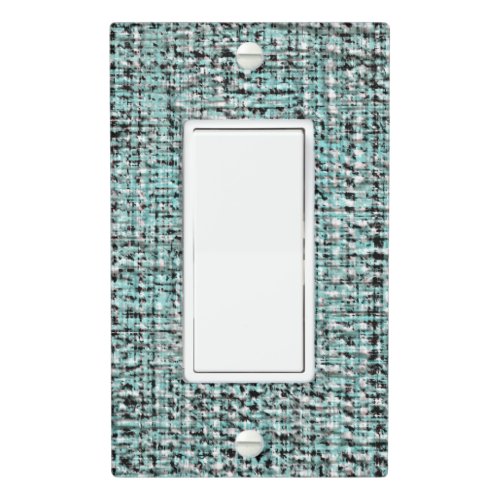 Chic Gray Seafoam Blue Green Boucle Woven Pattern Light Switch Cover