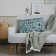 Chic Gray Seafoam Blue Green Boucle Woven Pattern