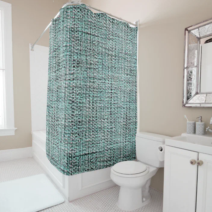 Chic Gray Seafoam Blue Green Boucle Woven Pattern Shower Curtain Zazzle Com Chic Gray Seafoam Blue Green Boucle, Green And Gray Shower Curtain