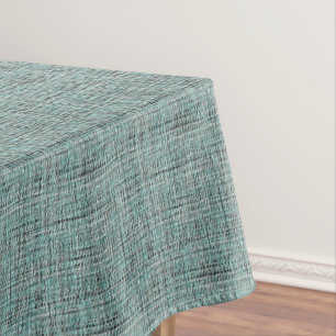 Chic Gray Seafoam Blue Green Boucle Woven Pattern Tablecloth