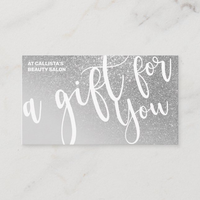 Chic Gray Silver Glitter Gradient Gift Certificate (Front)