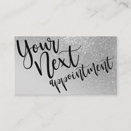 Chic Gray Silver Glitter Gradient Typography Appointment Card