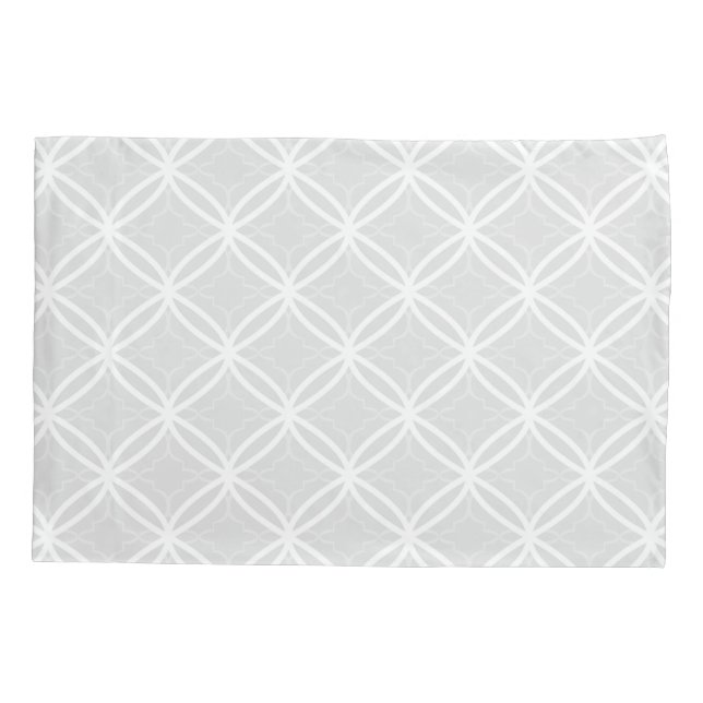 Chic Gray & White Lattice Geometric Pattern Pillow Case (Back)