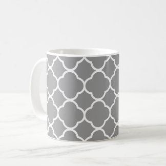 Chic Gray & White Quatrefoil Coffee Tea Mug