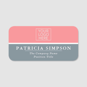 Chic Grayish Blue Rich Pink Elegant Name Tag