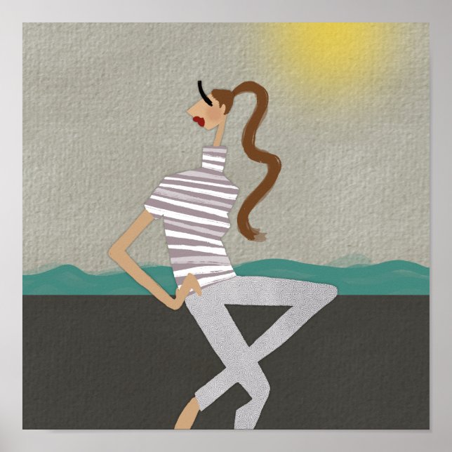 Chic Greek Holiday Fashion Illustration Art Poster (Front)