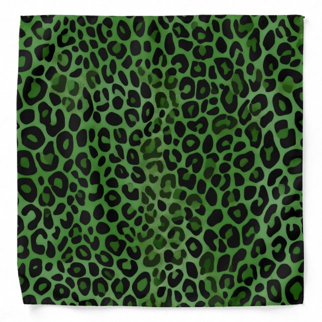 Chic green and Black Leopard Print Bandana (Front)