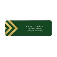 Chic Green and Faux Gold Geometric Address Label