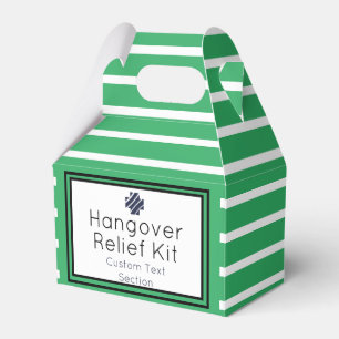 Chic Green and Navy Hangover Relief Kit Favor Box