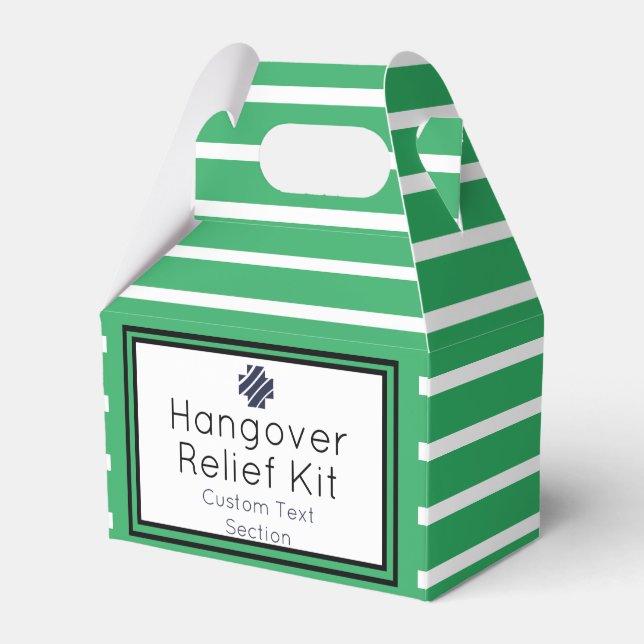 Chic Green and Navy  Hangover Relief Kit Favor Box (Front Side)