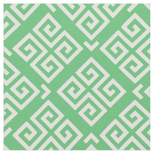 Chic green and white greek key geometric patterns fabric