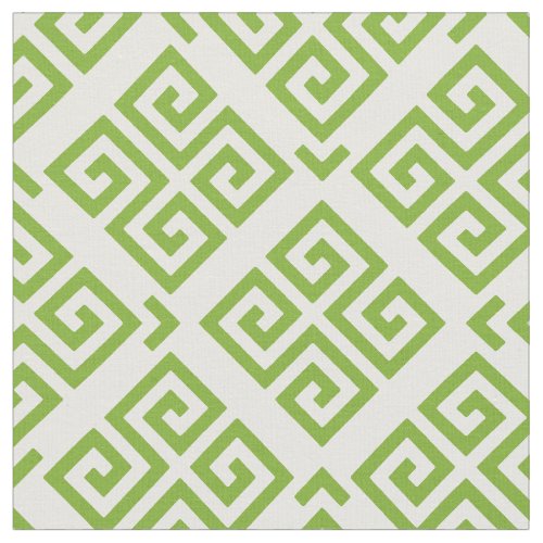 Chic green and white greek key geometric patterns fabric