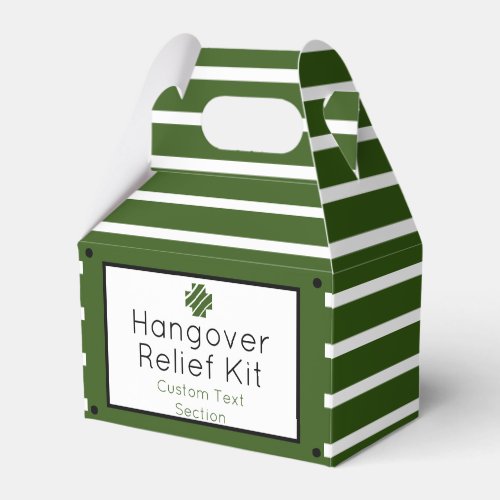 Chic Green and White Hangover Relief Kit Favor Boxes