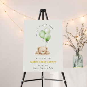 Chic Green Bearly Wait Balloon Baby Shower Welcome Foam Board