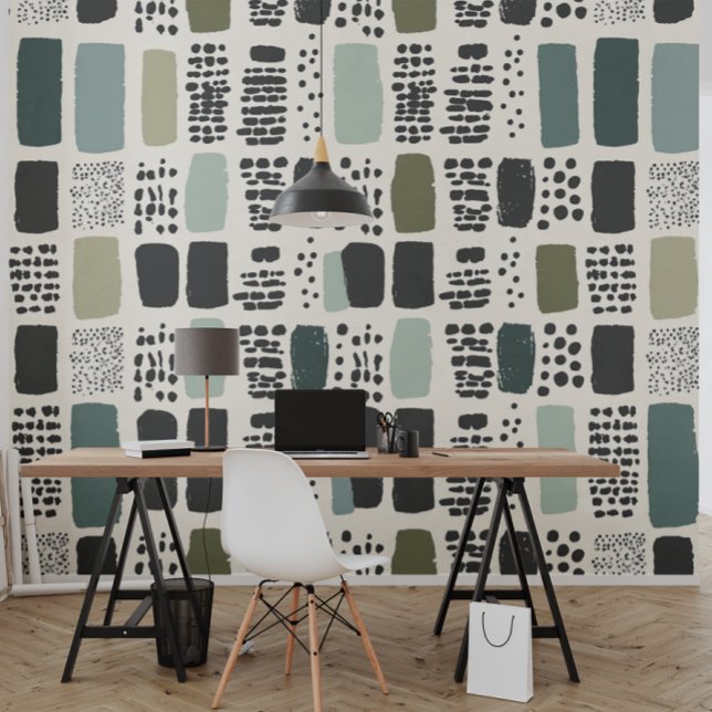 Chic Green, Beige and Black Pattern Wallpaper (Creator Uploaded)