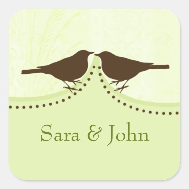 Chic green bird cage, love birds envelope seal (Front)