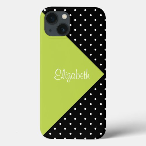 Chic Green  Black White Dotted You Can Name It iPhone 13 Case