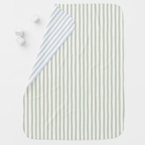 Chic Green Blue White Stripes Baby Blanket