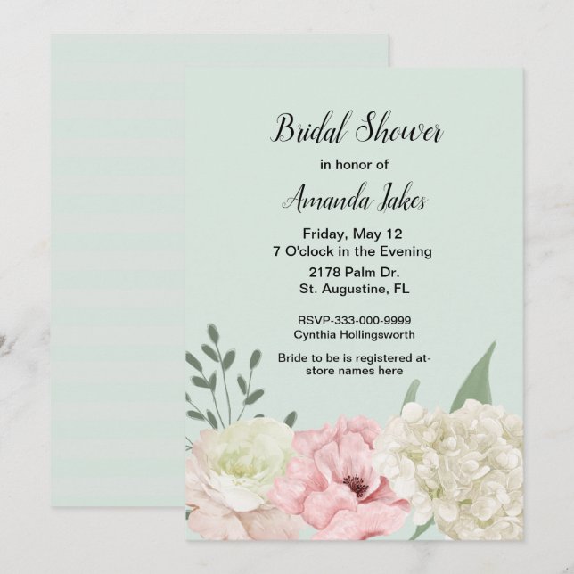 Chic Green Bridal Shower Invitation (Front/Back)