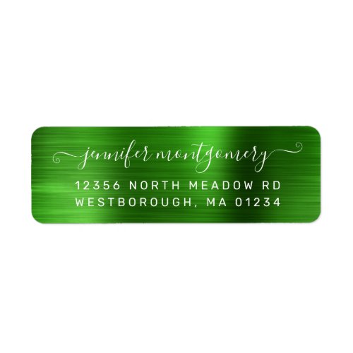 Chic Green Brushed Metal Return Address Label