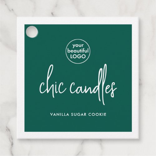Chic Green Candle Hang Tag with Logo