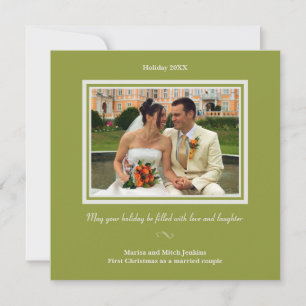 Chic green Christmas holiday photo greeting card