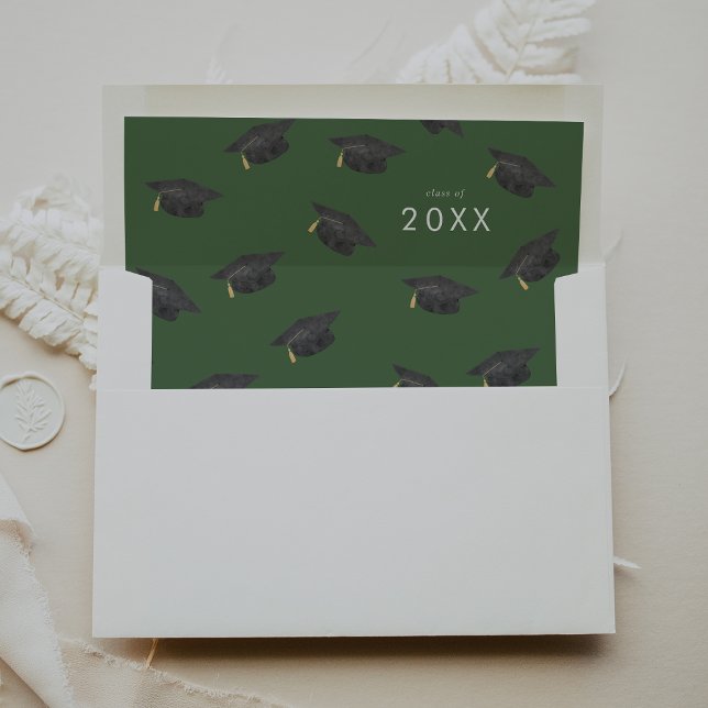 Chic Green Class of 2024 Grad Cap Graduation Envelope Liner (Creator Uploaded)