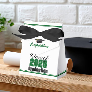 Chic Green Class of 2026 Custom Graduation Favor Boxes
