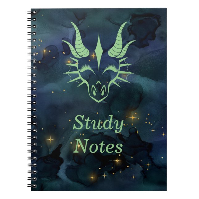 Chic Green Dragon Head & Dark Blue Universe Notebook (Front)