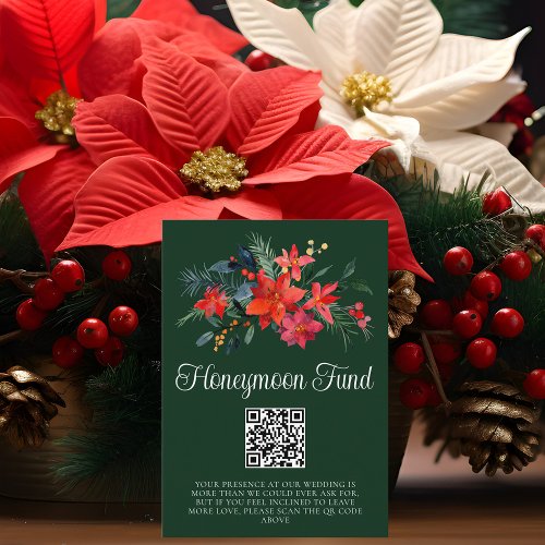 Chic Green Floral Christmas Wedding Honeymoon Fund Enclosure Card