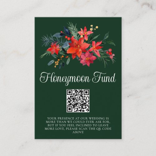 Chic Green Floral Christmas Wedding Honeymoon Fund Enclosure Card