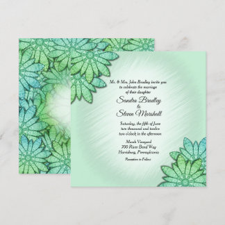 Chic Green Floral Wedding Invitation