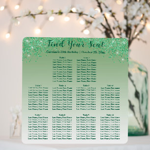 Chic Green Glitter 10 Tables Seating Chart Foam Board