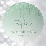 Chic Green Glitter Drip 18th Birthday Party Balloon<br><div class="desc">This balloon features a a sparkly green faux glitter drip border and green ombre background. Personalize it with the guest of honor's name in dark green handwriting script,  with her birthday and date below in sans serif font.</div>