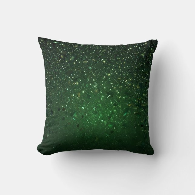 Chic Green Glitter Throw Pillow (Front)