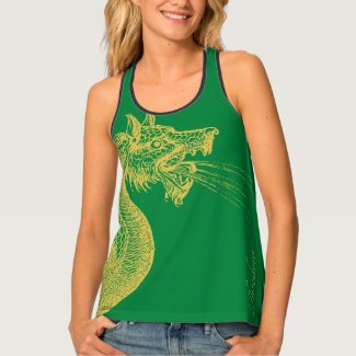 Chic Green Gold Dragon Tank Top