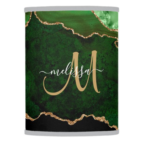 Chic Green Gold Glitter Agate Custom Monogram Lamp Shade