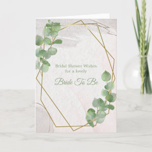 Chic Green Gold Greenery Bridal Shower Card