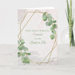 Chic Green Gold Name Customizable Bridal Shower Card
