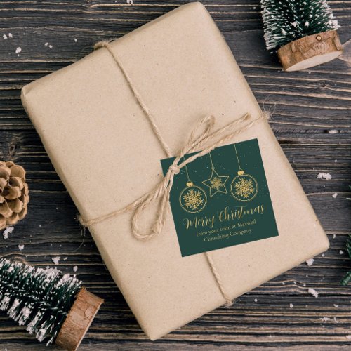 Chic Green Gold Ornaments Merry Christmas Party Favor Tags