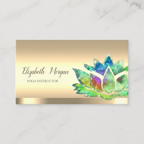 Chic Green Lotus Flower Yoga Instructor  Business Card