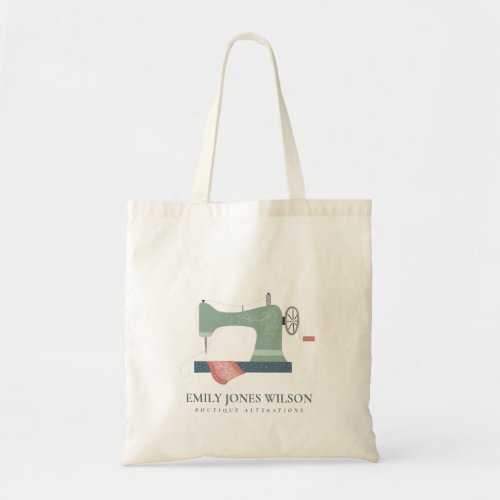 CHIC GREEN PEACH PINK GREY SEWING MACHINE TAILOR TOTE BAG