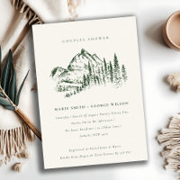Chic Green Pine Mountain Sketch Couples Shower