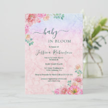 Chic Green & Pink Watercolor Floral baby shower