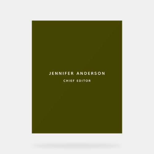 Chic Green Professional Modern Plain Minimalist Acrylic Sign
