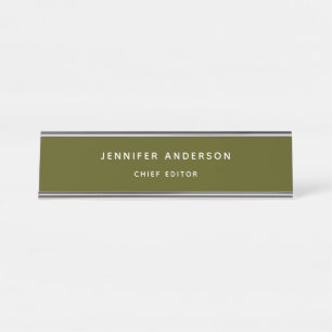 Chic Green Professional Modern Plain Minimalist Desk Name Plate