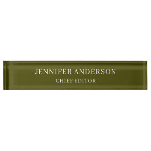 Chic Green Professional Modern Plain Minimalist Desk Name Plate